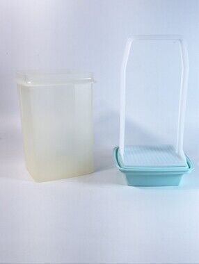 Tupperware Pick A Deli Pickle Keeper Container 3 Pc Set 1562 Sheer Aqua